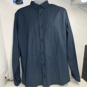 Men’s 01.Algo regular Large L Non-Iron stretch dress shirt, blue w/white…